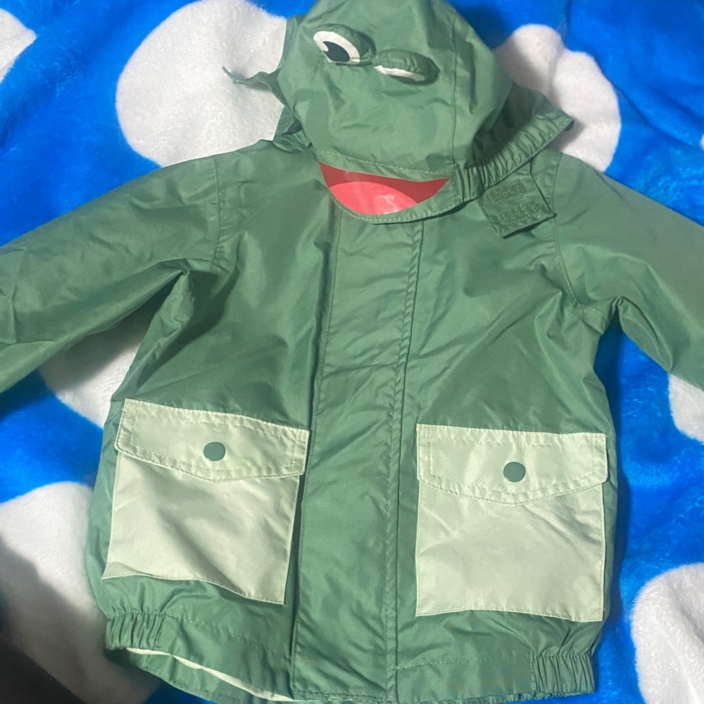 Kids Playful Green Frog Raincoat
